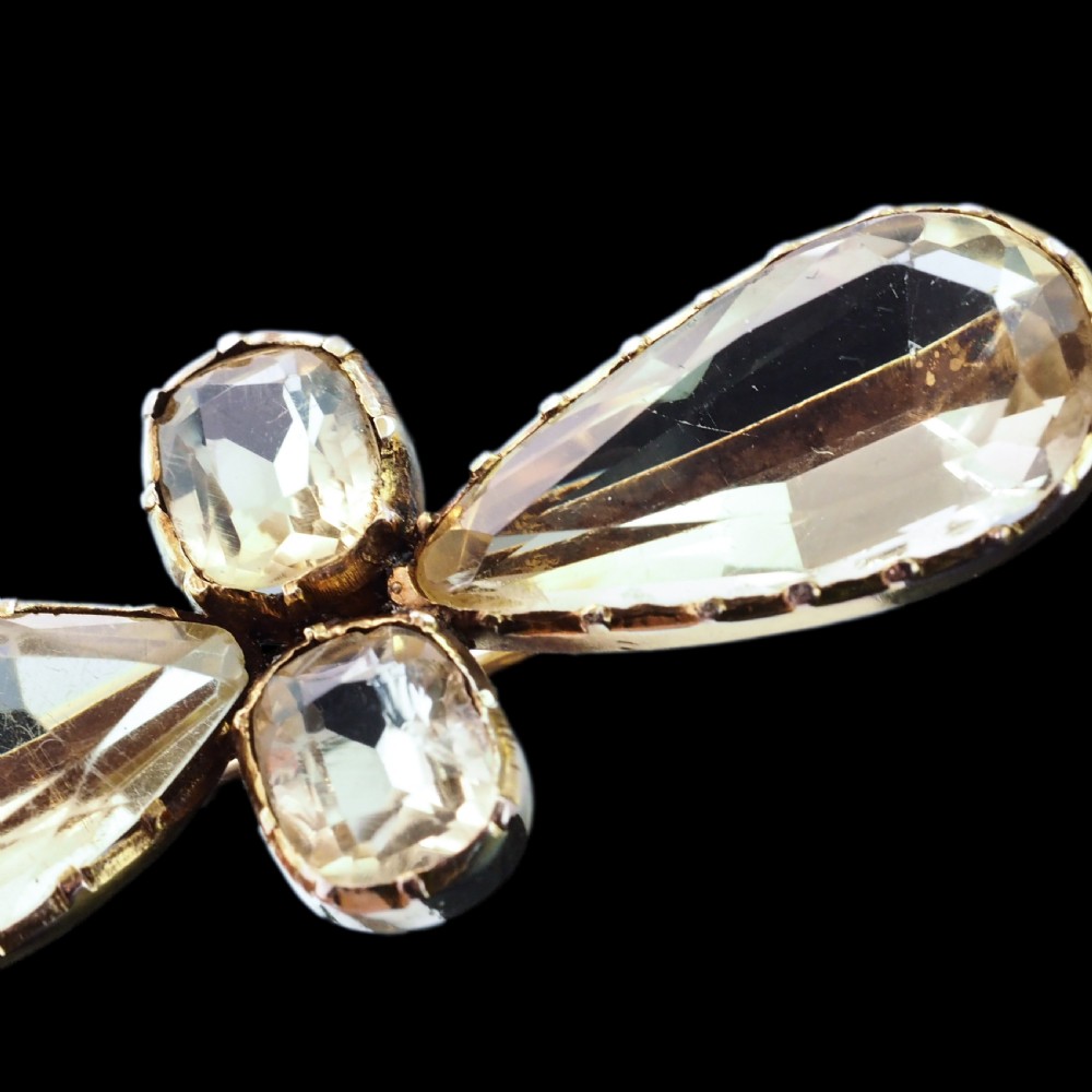Antique Citrine Brooch 12K Gold Quatrefoil Style Design - 19th c. View XII
