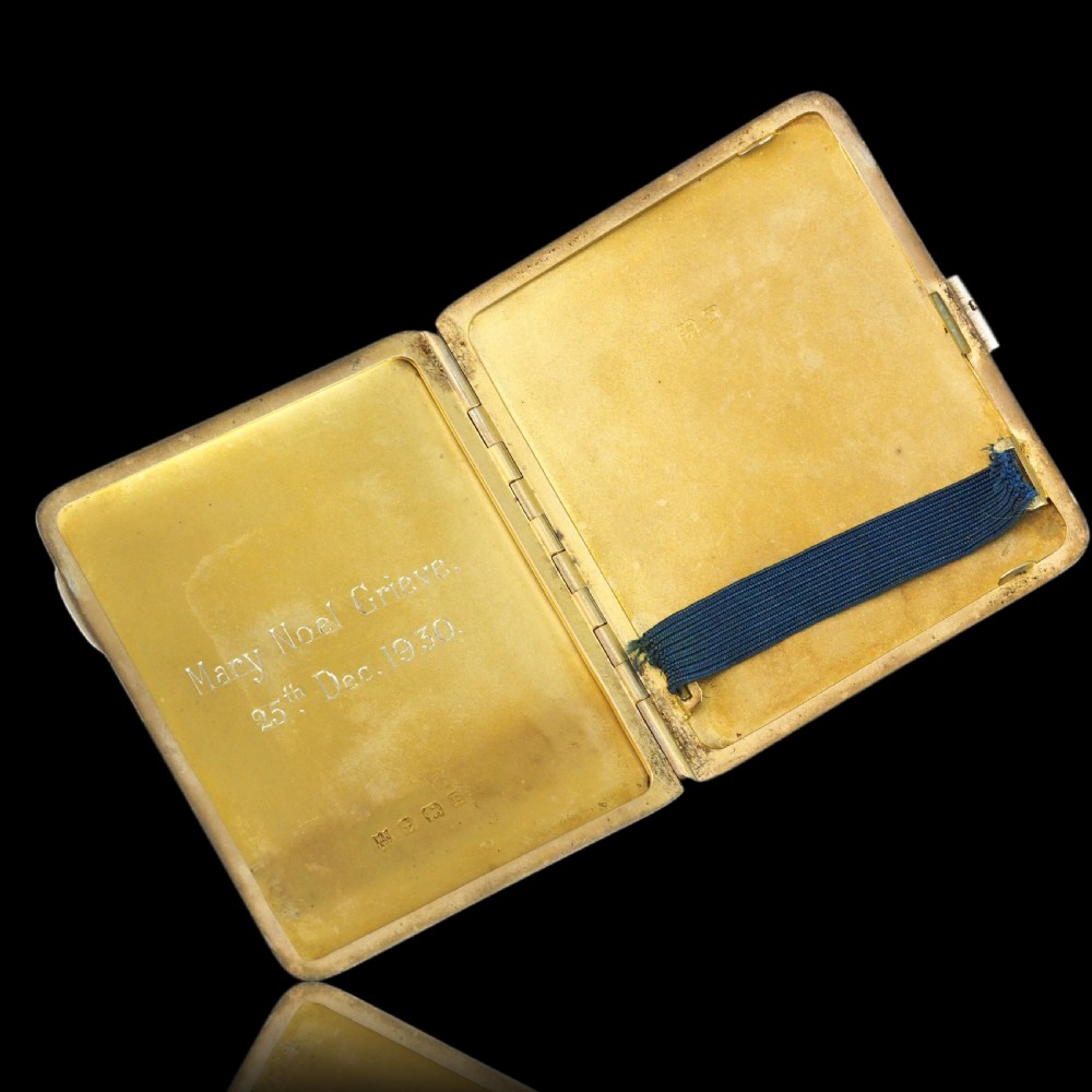 Sterling Silver Cigarette Case with Green Enamel Guilloche - William Neale & Son Ltd 1929 View XIII