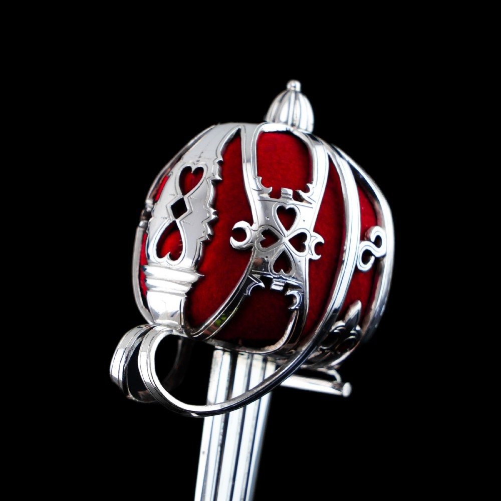Antique Scottish Solid Silver Letter Opener, Military Basket Hilt Sword Design - 1905 View VI