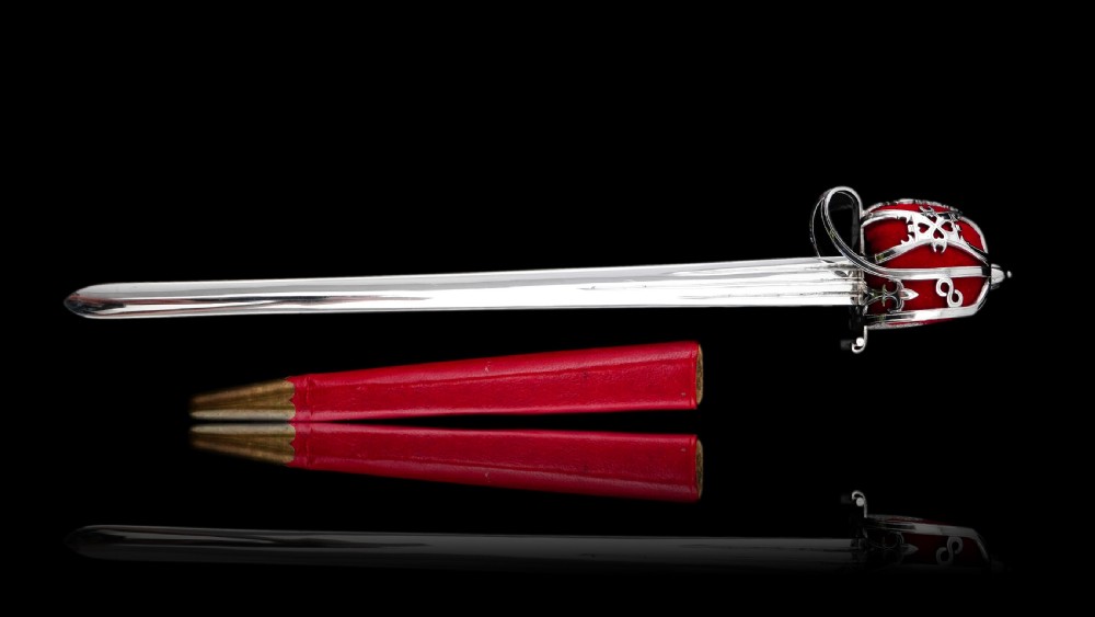 Antique Scottish Solid Silver Letter Opener, Military Basket Hilt Sword Design - 1905 View IX