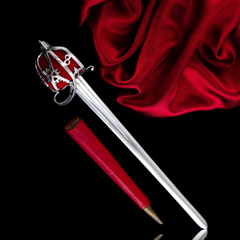 Antique Scottish Solid Silver Letter Opener, Military Basket Hilt Sword Design - 1905 View X