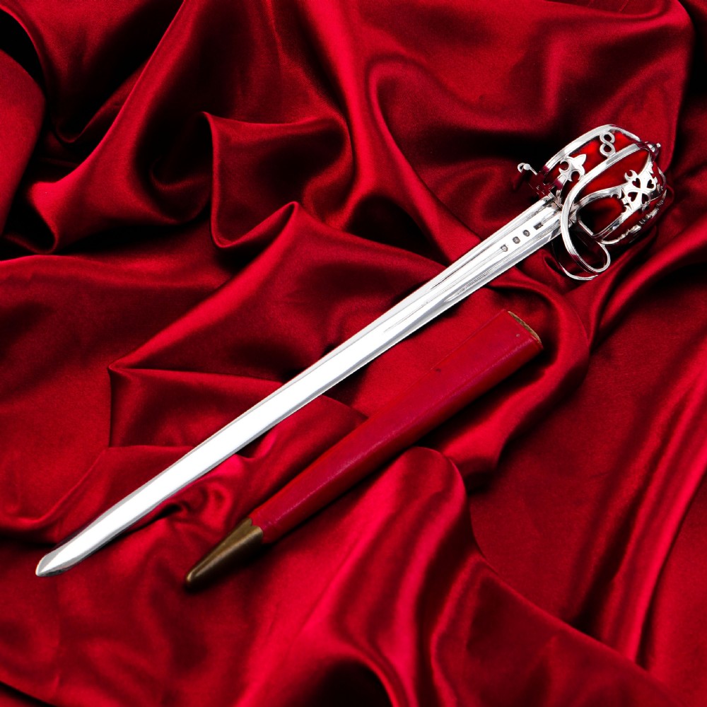 Antique Scottish Solid Silver Letter Opener, Military Basket Hilt Sword Design - 1905 View XVIII