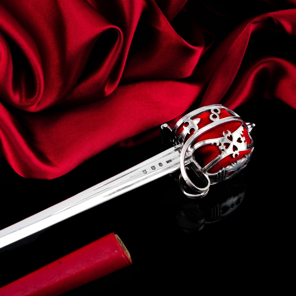 Antique Scottish Solid Silver Letter Opener, Military Basket Hilt Sword Design - 1905 View XXI