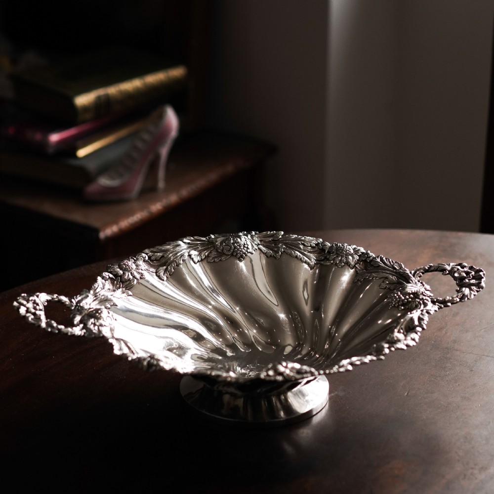 Antique Solid Silver Georgian Bowl, Twin Handle Wrythen & Profusely Chased Motifs - Edward Edwards 1834 View XXIV