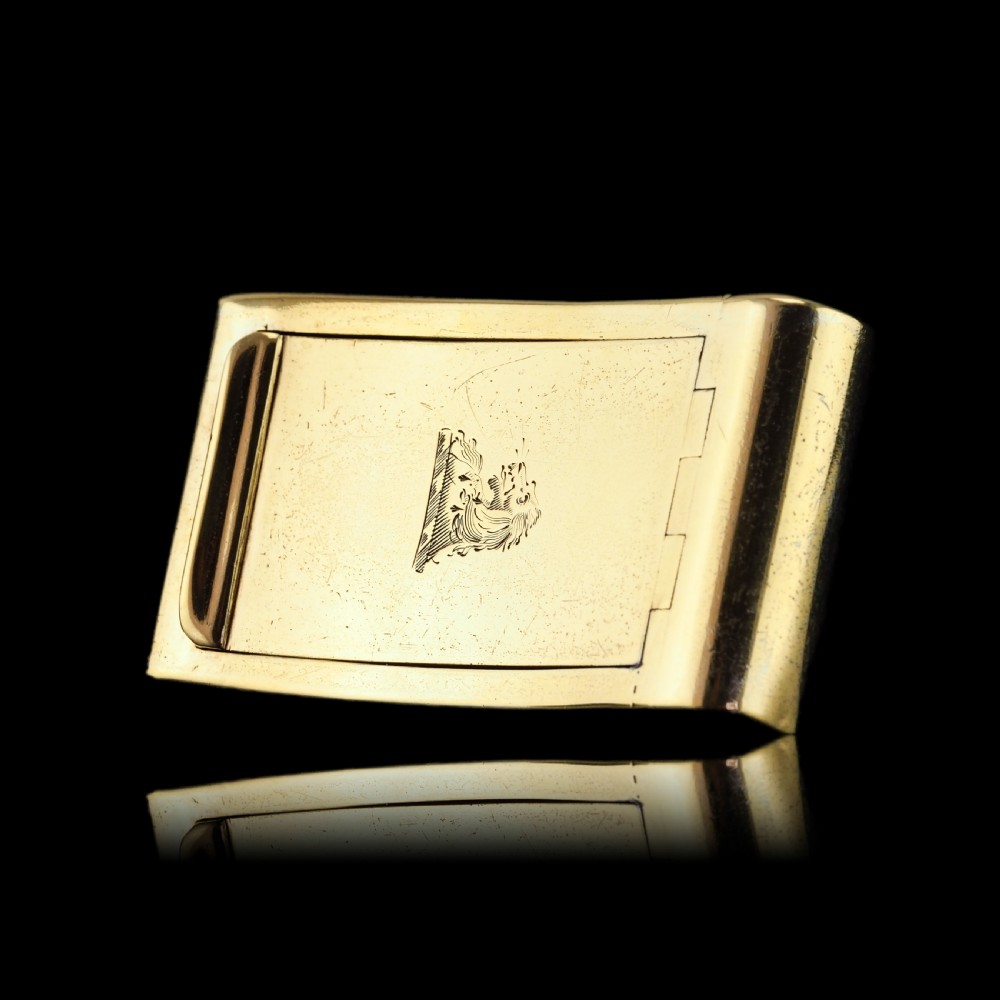 Antique Georgian Solid Silver Gilt Snuff Box Curved & Crested Design - William Simpson 1810 View XXIII