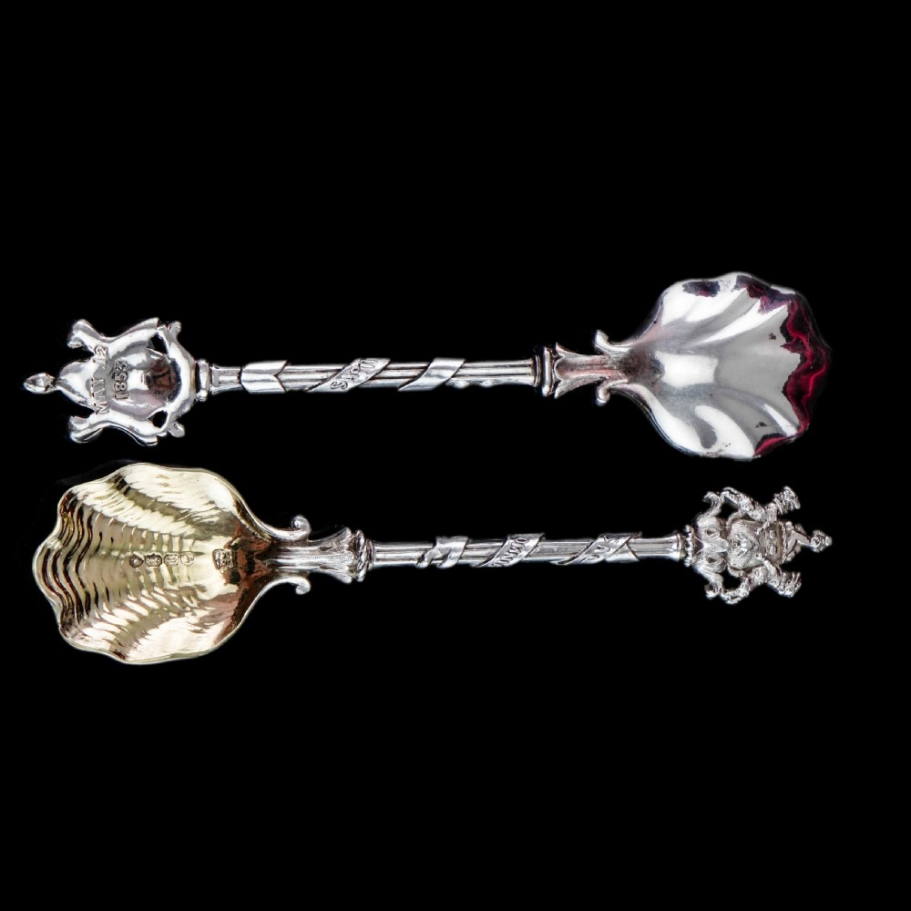 Antique Solid Silver Pair of Spoons, Salters Company - Smith, Nicholson & Co 1858 View IV