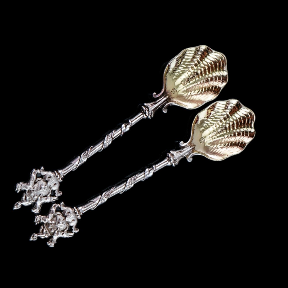 Antique Solid Silver Pair of Spoons, Salters Company - Smith, Nicholson & Co 1858 View V
