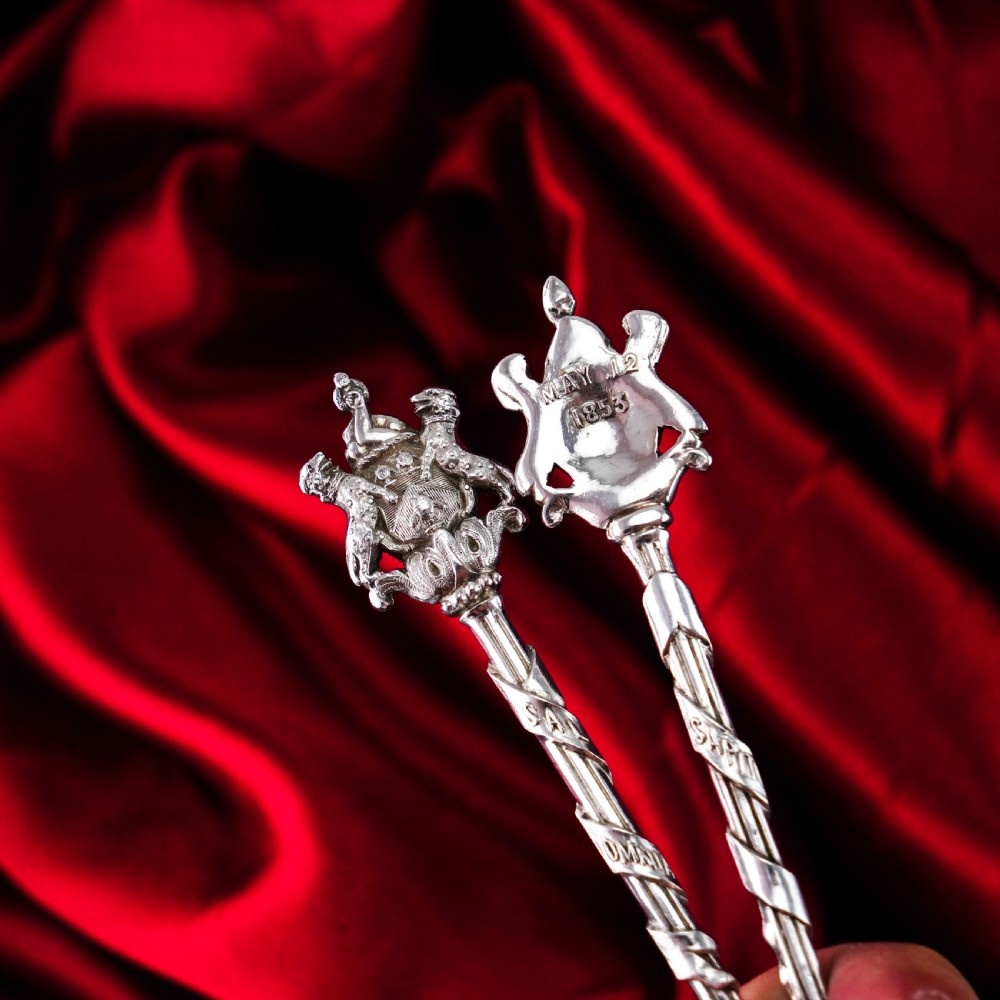 Antique Solid Silver Pair of Spoons, Salters Company - Smith, Nicholson & Co 1858 View XV