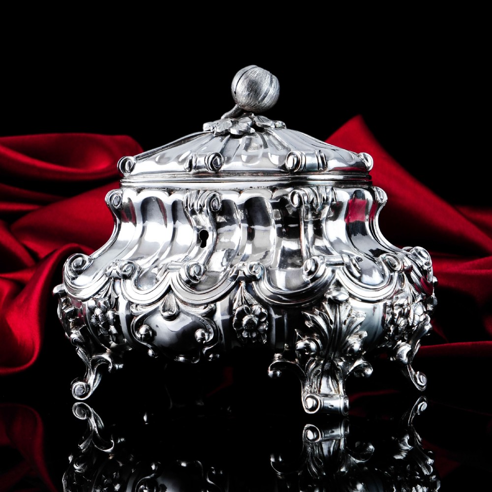 A Magnificent Antique Solid Silver Tea Caddy/Sugar Box Large & Heavy - 19th c. View IV