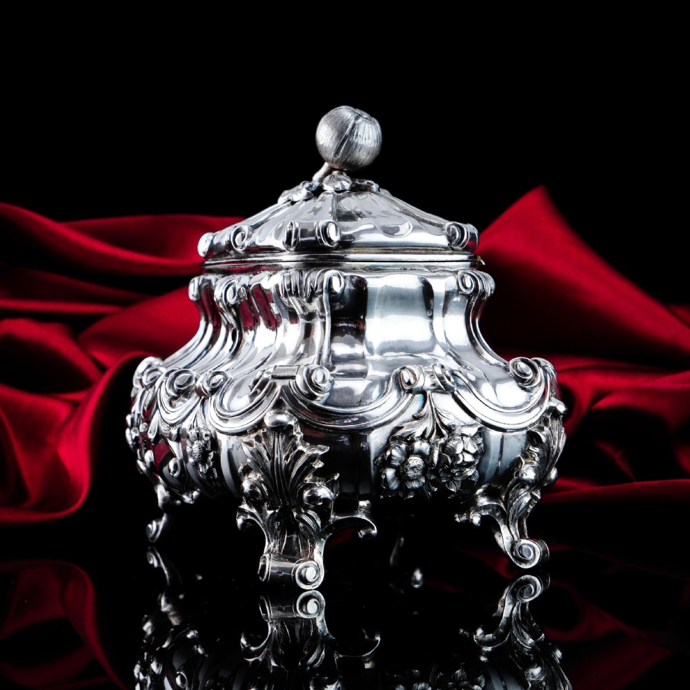 A Magnificent Antique Solid Silver Tea Caddy/Sugar Box Large & Heavy - 19th c. View VI