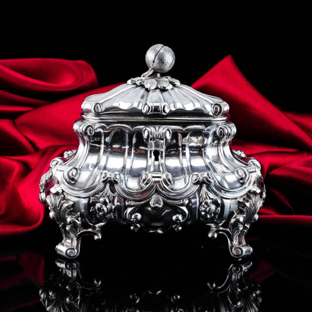 A Magnificent Antique Solid Silver Tea Caddy/Sugar Box Large & Heavy - 19th c. View XI