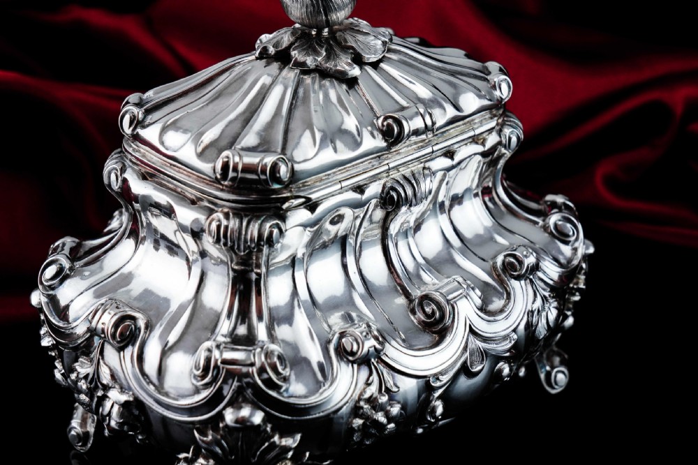 A Magnificent Antique Solid Silver Tea Caddy/Sugar Box Large & Heavy - 19th c. View XIX