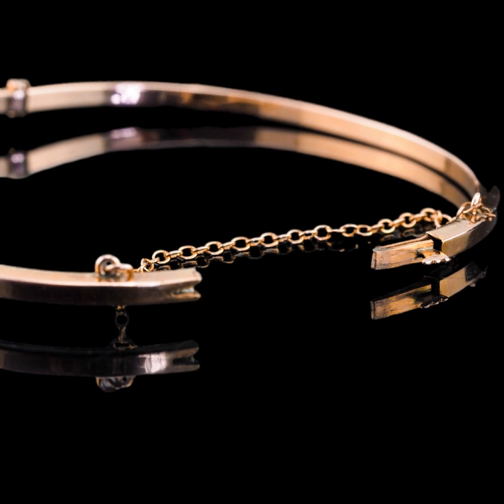 Antique Victorian/Edwardian Pink Garnet & Seed Pearl Bangle 9K Gold - c.1900 View XVIII