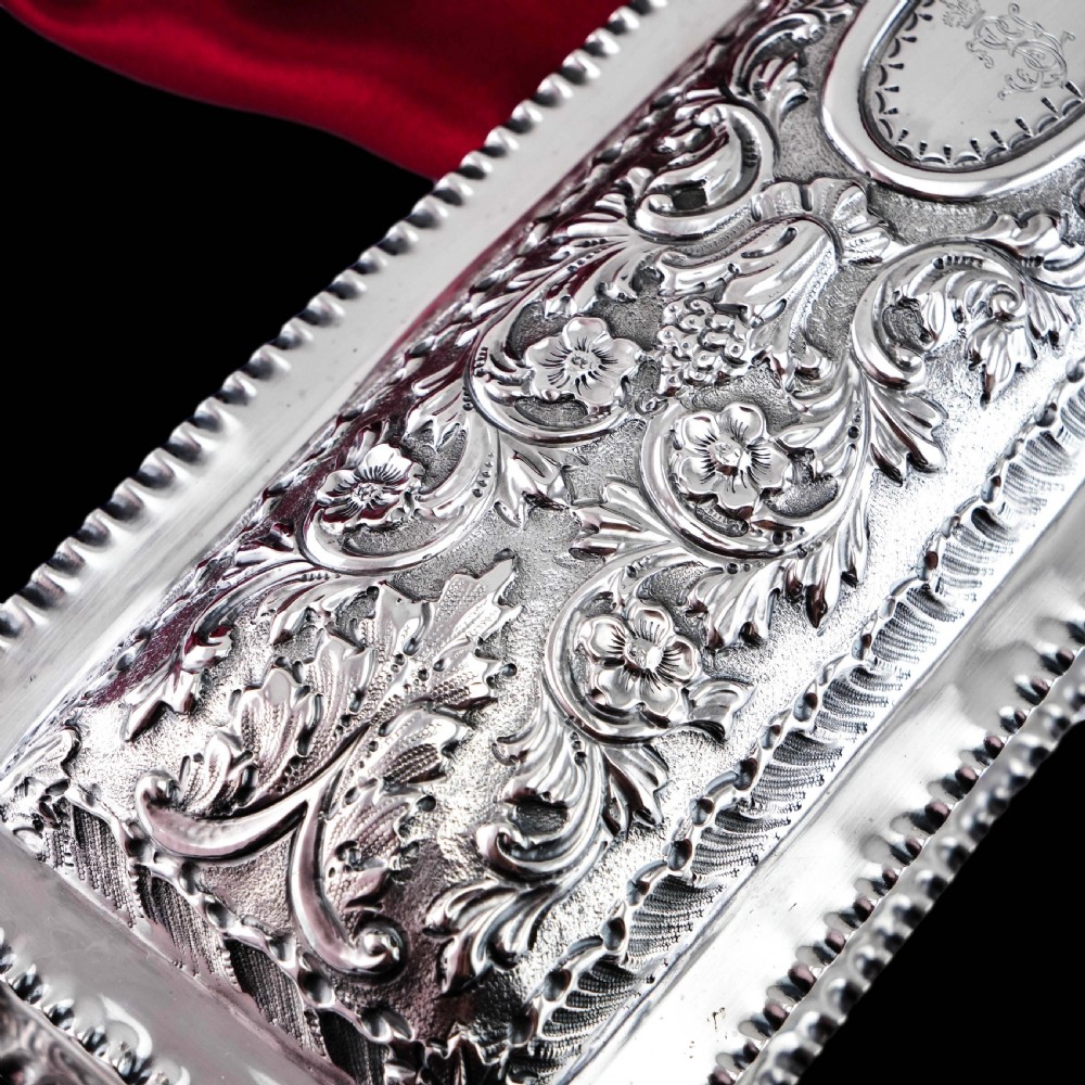 Giant Antique Edwardian Solid Silver Jewellery Box with Profuse Chased Decorations - Mappin & Webb Ltd 1901 View XXII