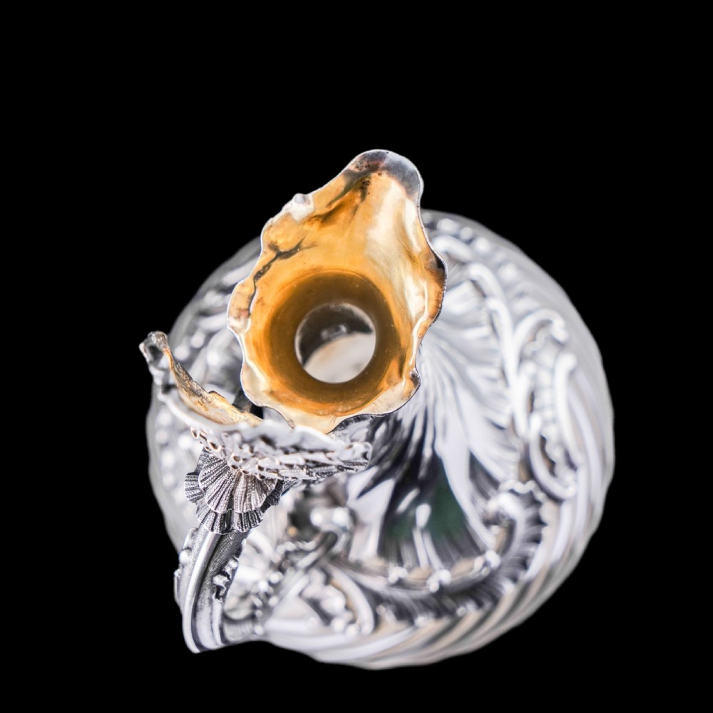 Antique French Solid Silver Ewer Glass Mounted, Rococo Shell Design - Lancon, Paris c.1880 View VIII