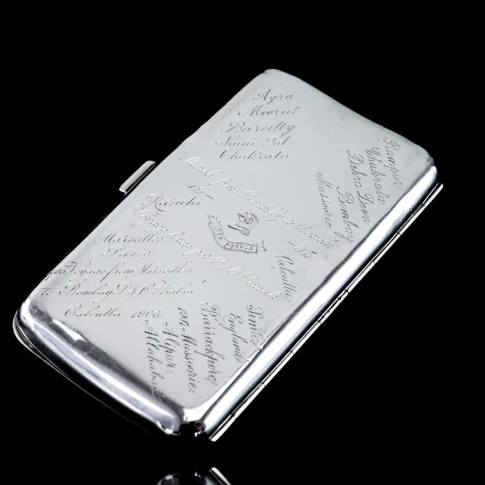 Antique Solid Silver Cigar Case with Indian Army Military Interest Records Hand Engraved - c.1890 View VII