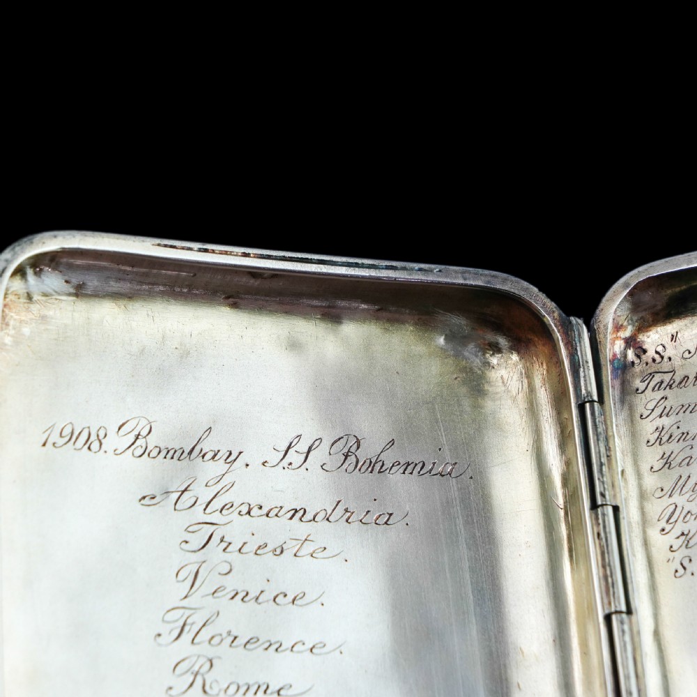 Antique Solid Silver Cigar Case with Indian Army Military Interest Records Hand Engraved - c.1890 View XXI