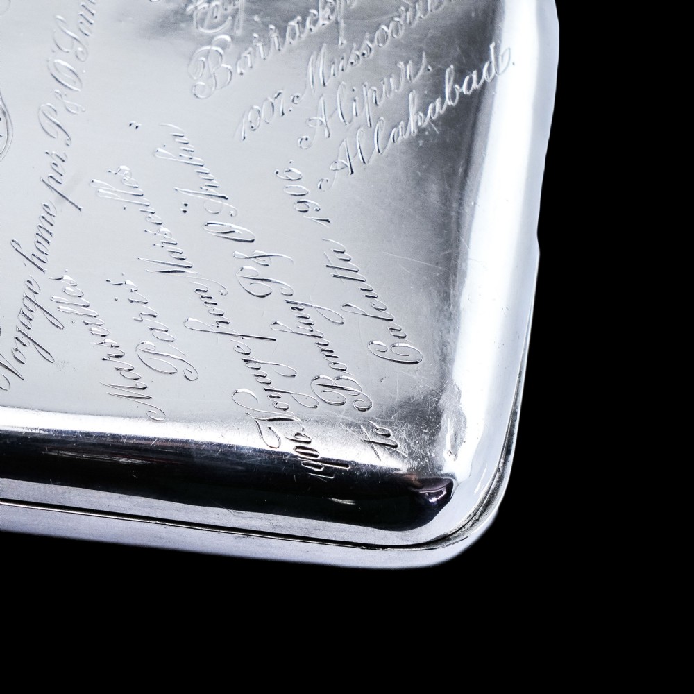 Antique Solid Silver Cigar Case with Indian Army Military Interest Records Hand Engraved - c.1890 View XXII