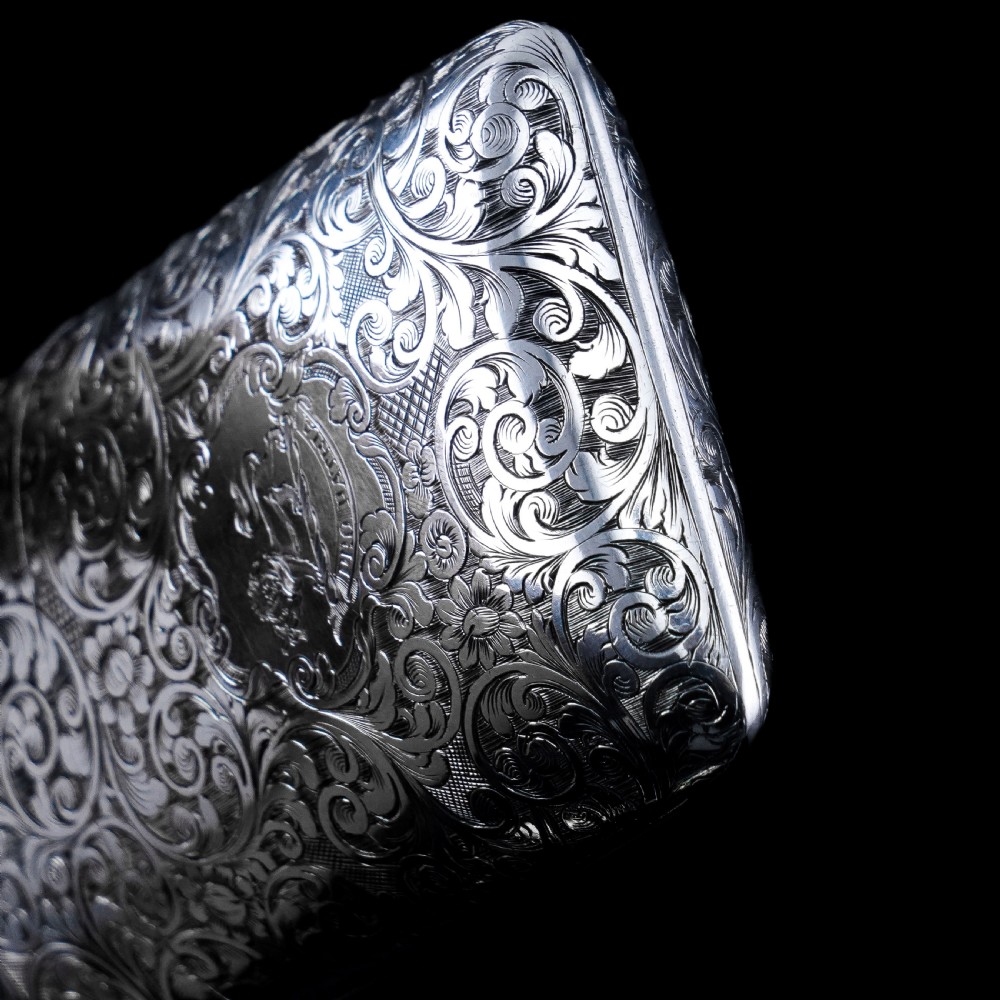 A Stunning Antique Victorian Solid Sterling Silver Cigar Cheroot Case - Yapp & Woodward 1845 View V