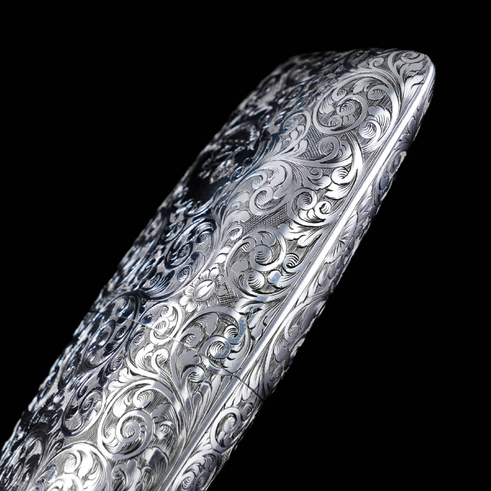 A Stunning Antique Victorian Solid Sterling Silver Cigar Cheroot Case - Yapp & Woodward 1845 View VI