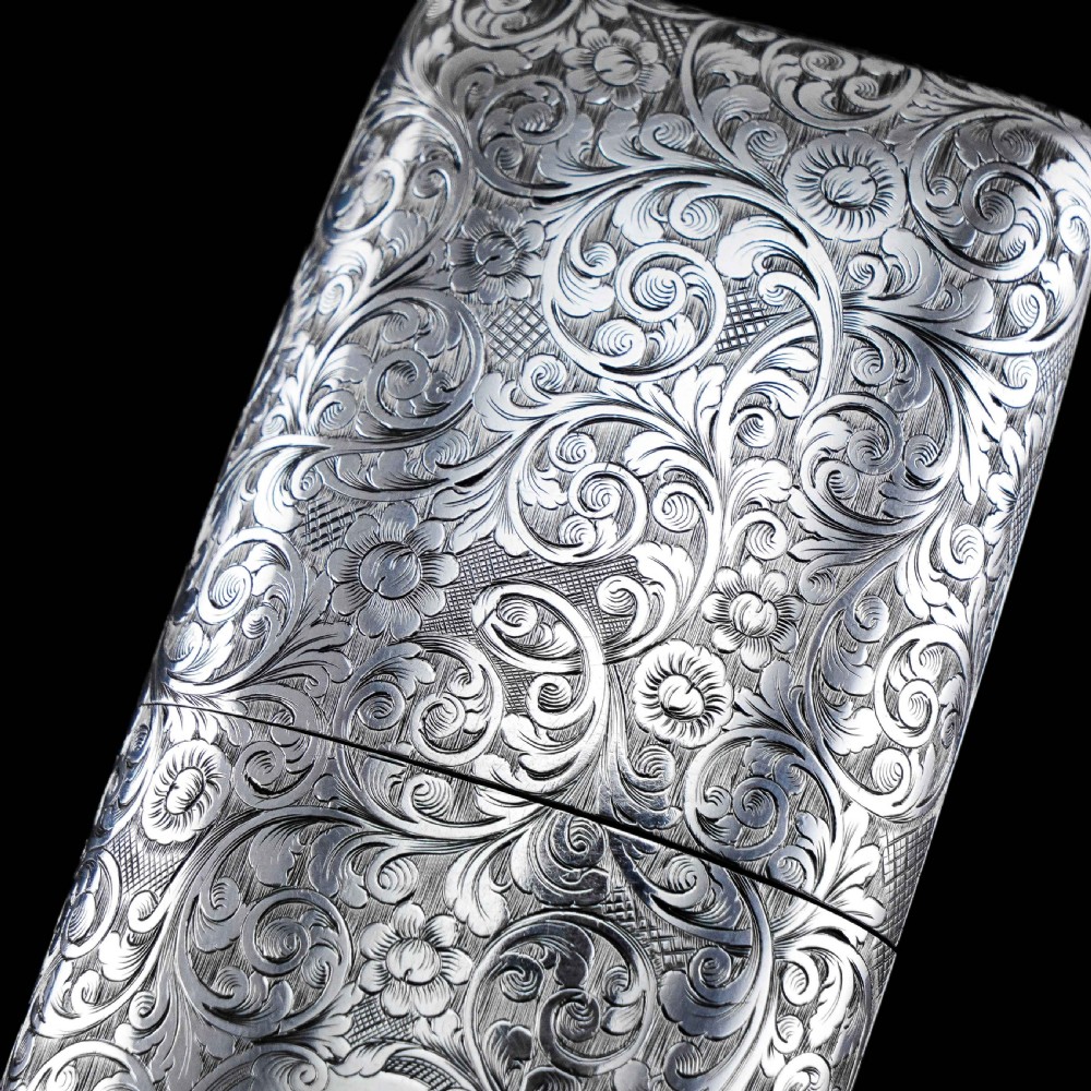 A Stunning Antique Victorian Solid Sterling Silver Cigar Cheroot Case - Yapp & Woodward 1845 View VII