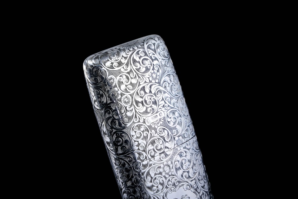 A Stunning Antique Victorian Solid Sterling Silver Cigar Cheroot Case - Yapp & Woodward 1845 View XIV