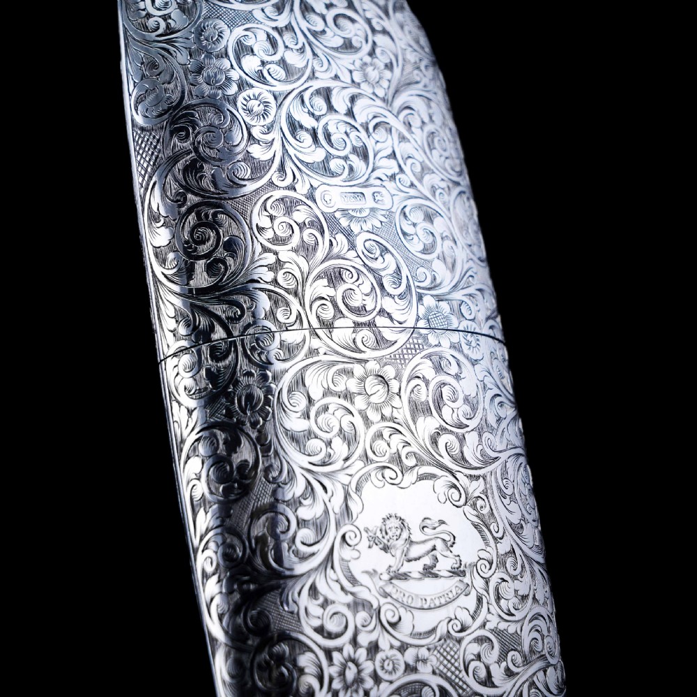 A Stunning Antique Victorian Solid Sterling Silver Cigar Cheroot Case - Yapp & Woodward 1845 View XV