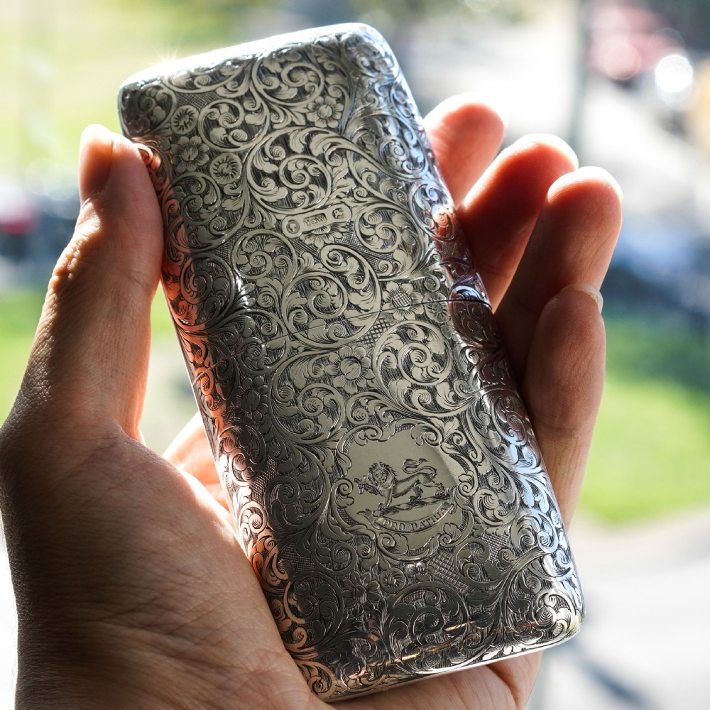 A Stunning Antique Victorian Solid Sterling Silver Cigar Cheroot Case - Yapp & Woodward 1845 View XXII