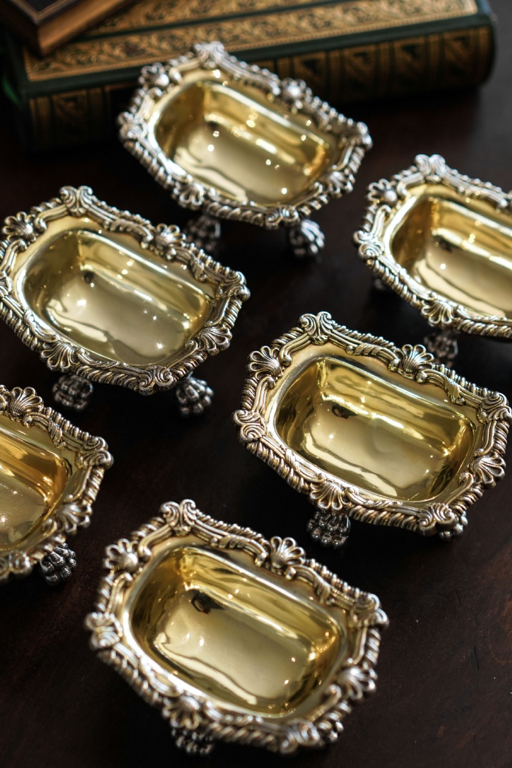 Magnificent Antique Georgian Solid Silver Salt Cellars Set of 6 Regency Design - S & C Younge & Co 1814/16 View III