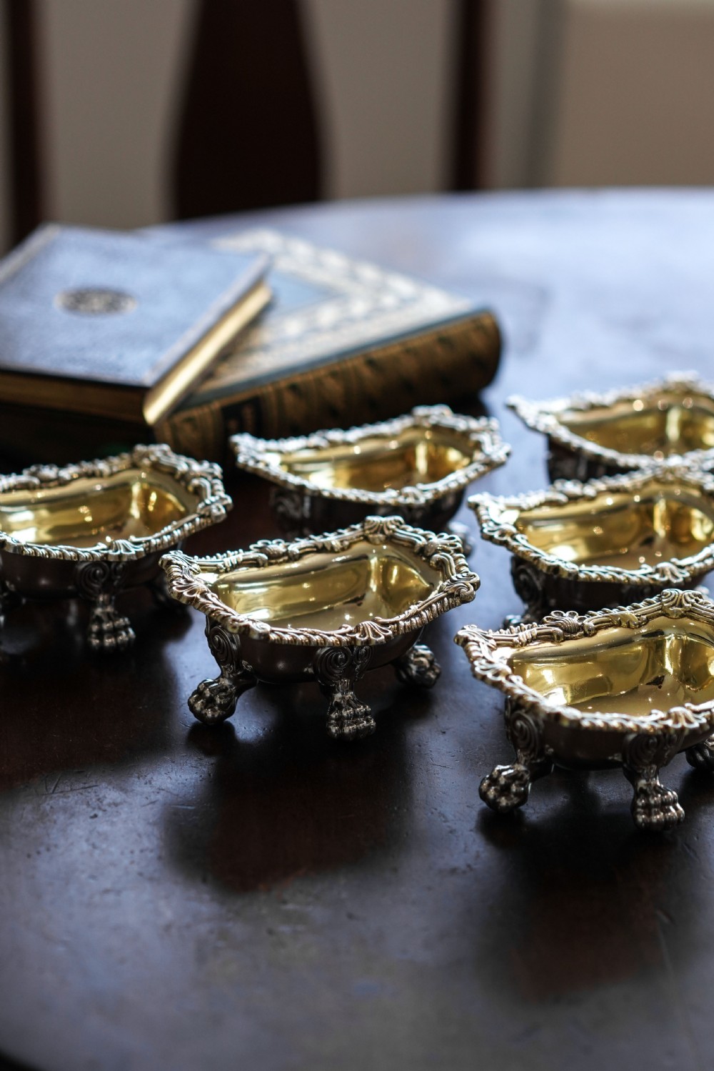 Magnificent Antique Georgian Solid Silver Salt Cellars Set of 6 Regency Design - S & C Younge & Co 1814/16 View V