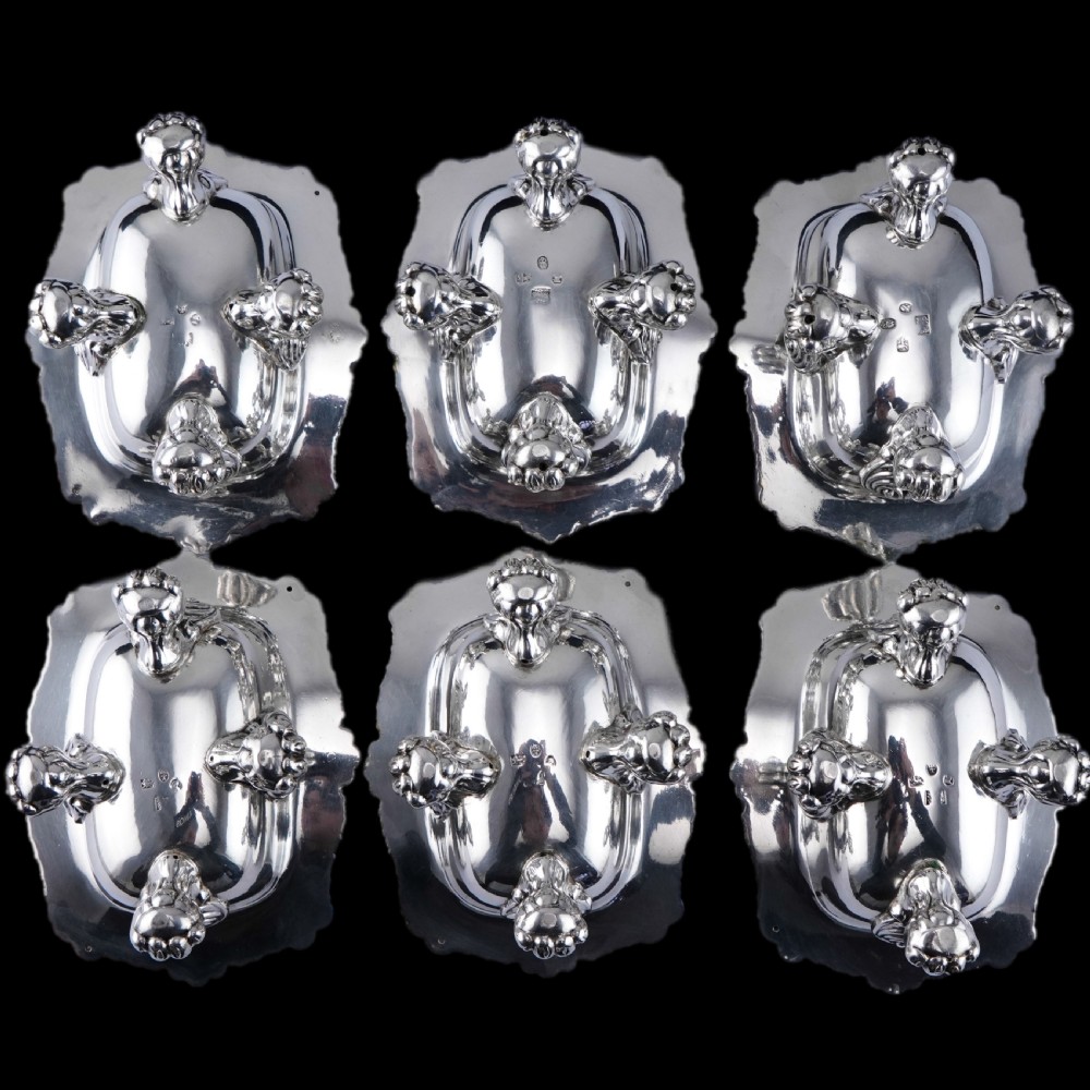 Magnificent Antique Georgian Solid Silver Salt Cellars Set of 6 Regency Design - S & C Younge & Co 1814/16 View XVII
