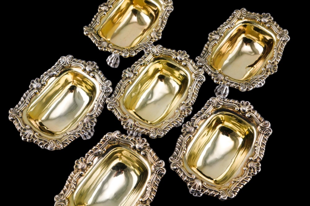 Magnificent Antique Georgian Solid Silver Salt Cellars Set of 6 Regency Design - S & C Younge & Co 1814/16 View XIX