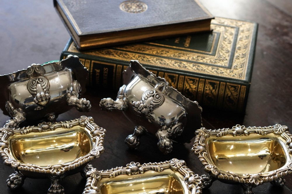 Magnificent Antique Georgian Solid Silver Salt Cellars Set of 6 Regency Design - S & C Younge & Co 1814/16 View XXIV