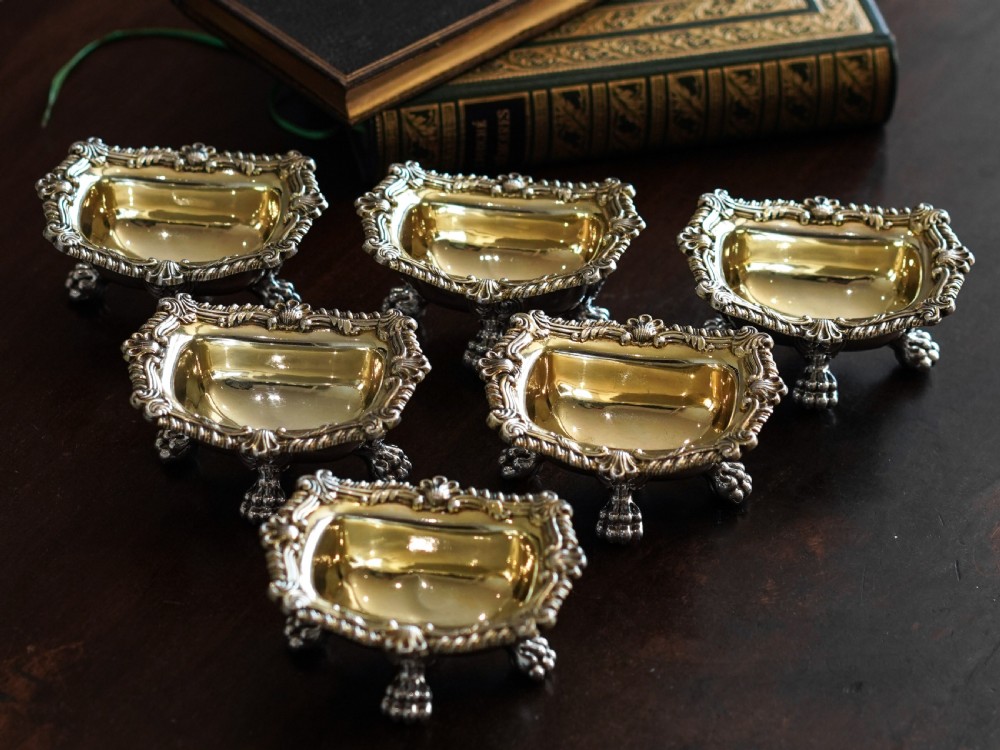 Magnificent Antique Georgian Solid Silver Salt Cellars Set of 6 Regency Design - S & C Younge & Co 1814/16 View XXVII