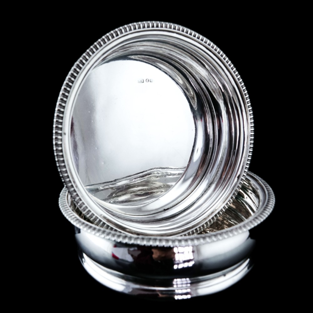 Antique Georgian Regency Solid Silver Coasters with Silver Base - William Eaton 1815
