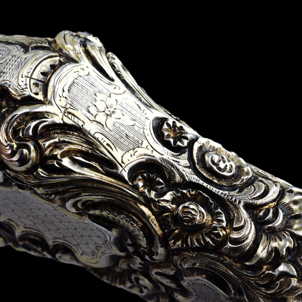 Antique French Parcel-Gilt Silver Scent Bottle/Flask with Ornate Decorations - 19th c. View XXV