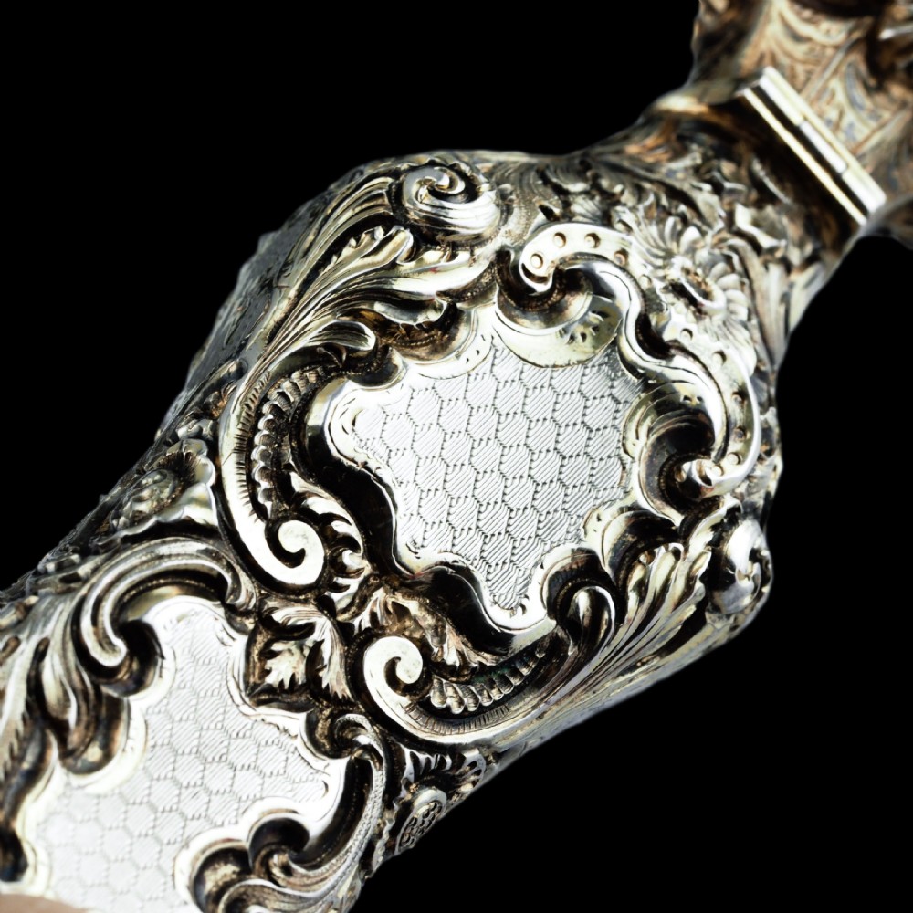 Antique French Parcel-Gilt Silver Scent Bottle/Flask with Ornate Decorations - 19th c. View XXIX