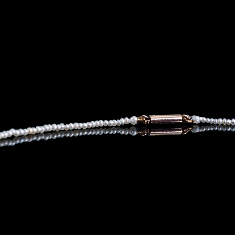 Antique Georgian Natural Seed Pearl Necklace 9K Gold Clasp c.1800 View V