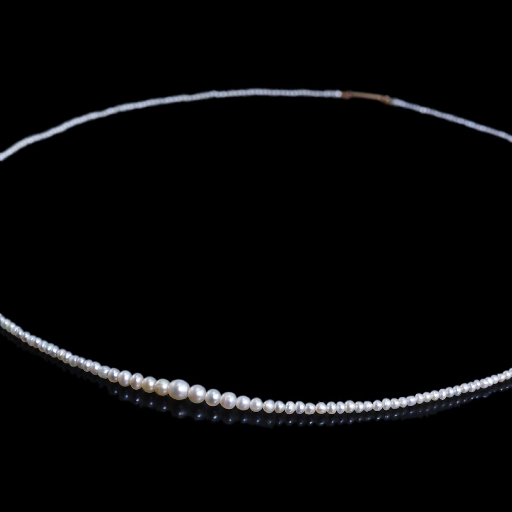 Antique Georgian Natural Seed Pearl Necklace 9K Gold Clasp c.1800 View VII