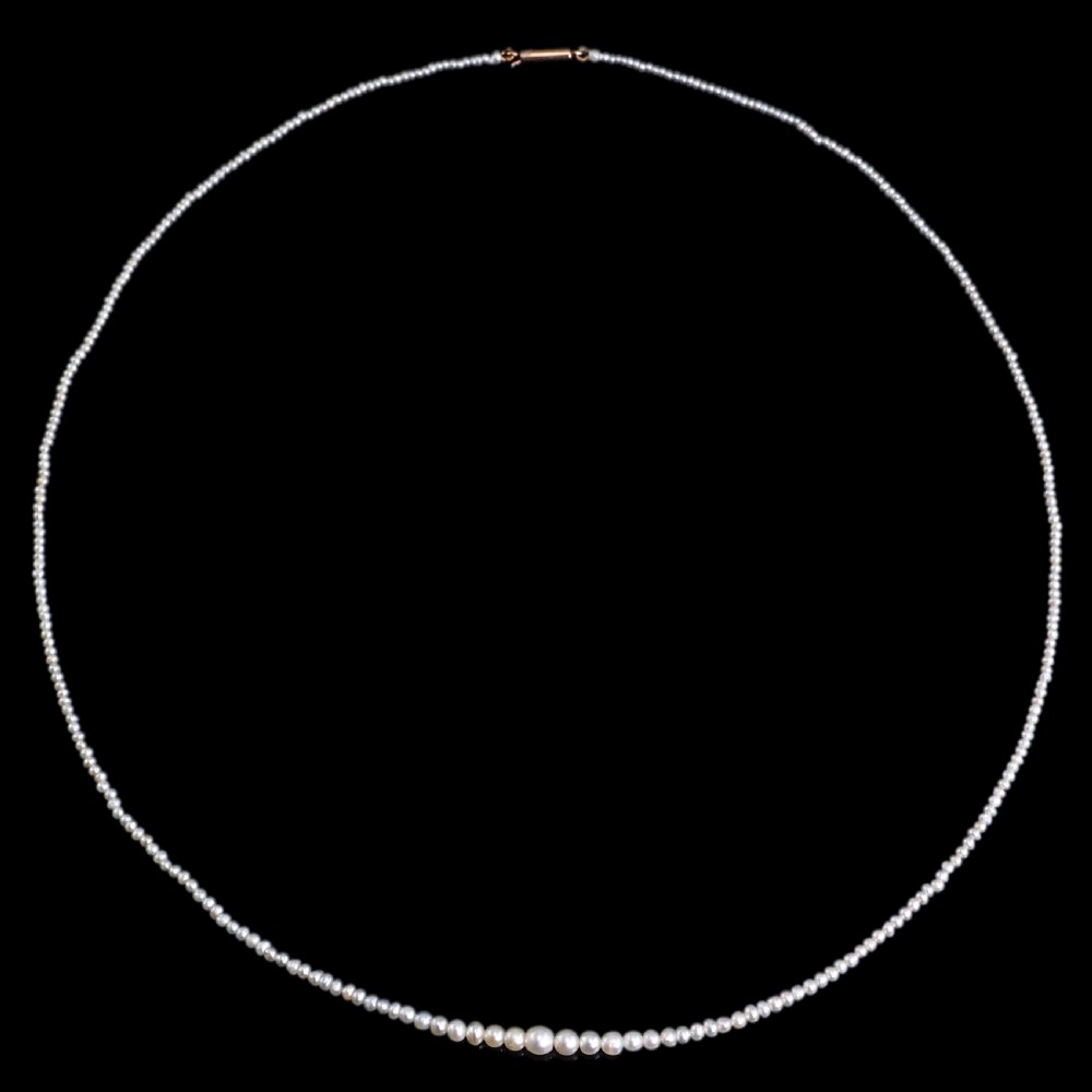 Antique Georgian Natural Seed Pearl Necklace 9K Gold Clasp c.1800 View VIII