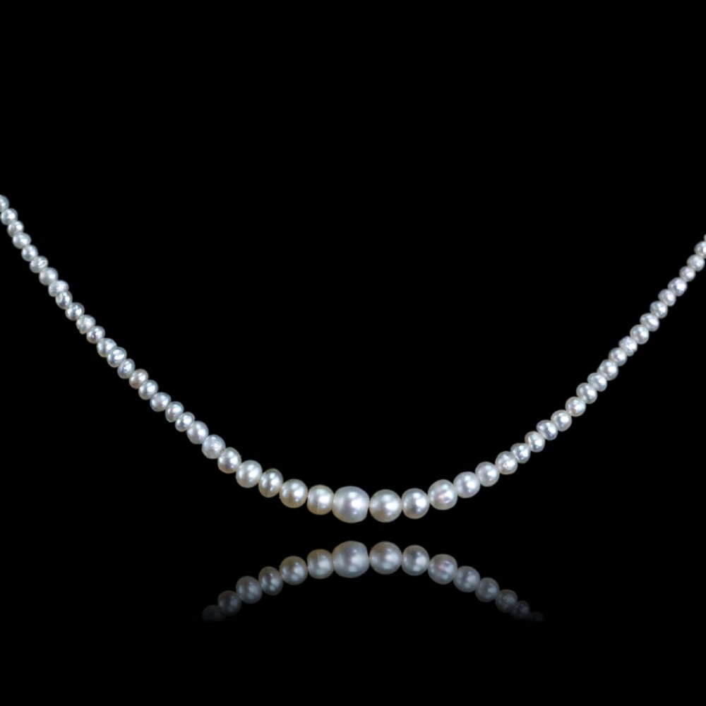 Antique Georgian Natural Seed Pearl Necklace 9K Gold Clasp c.1800 View IX