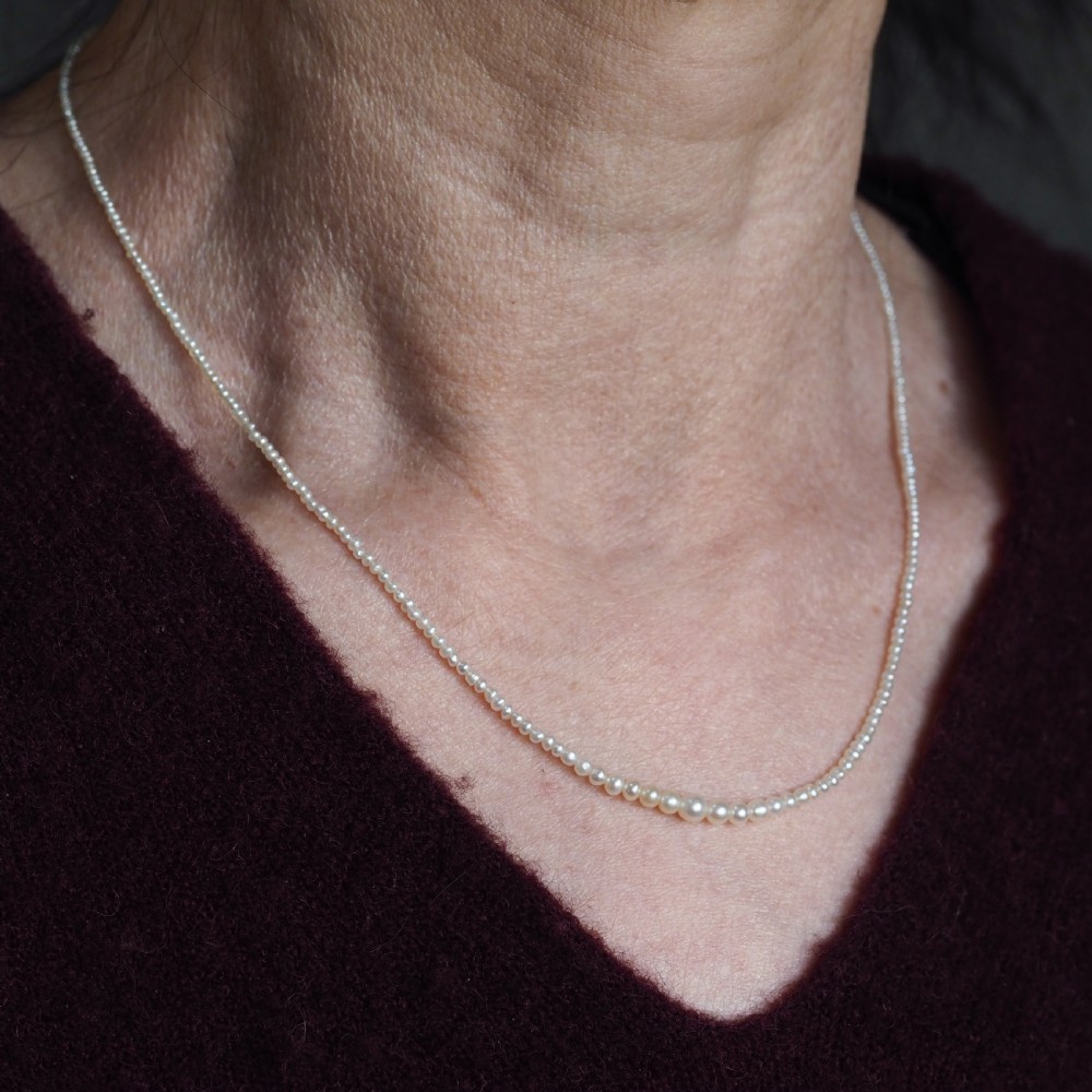 Antique Georgian Natural Seed Pearl Necklace 9K Gold Clasp c.1800 View XIII