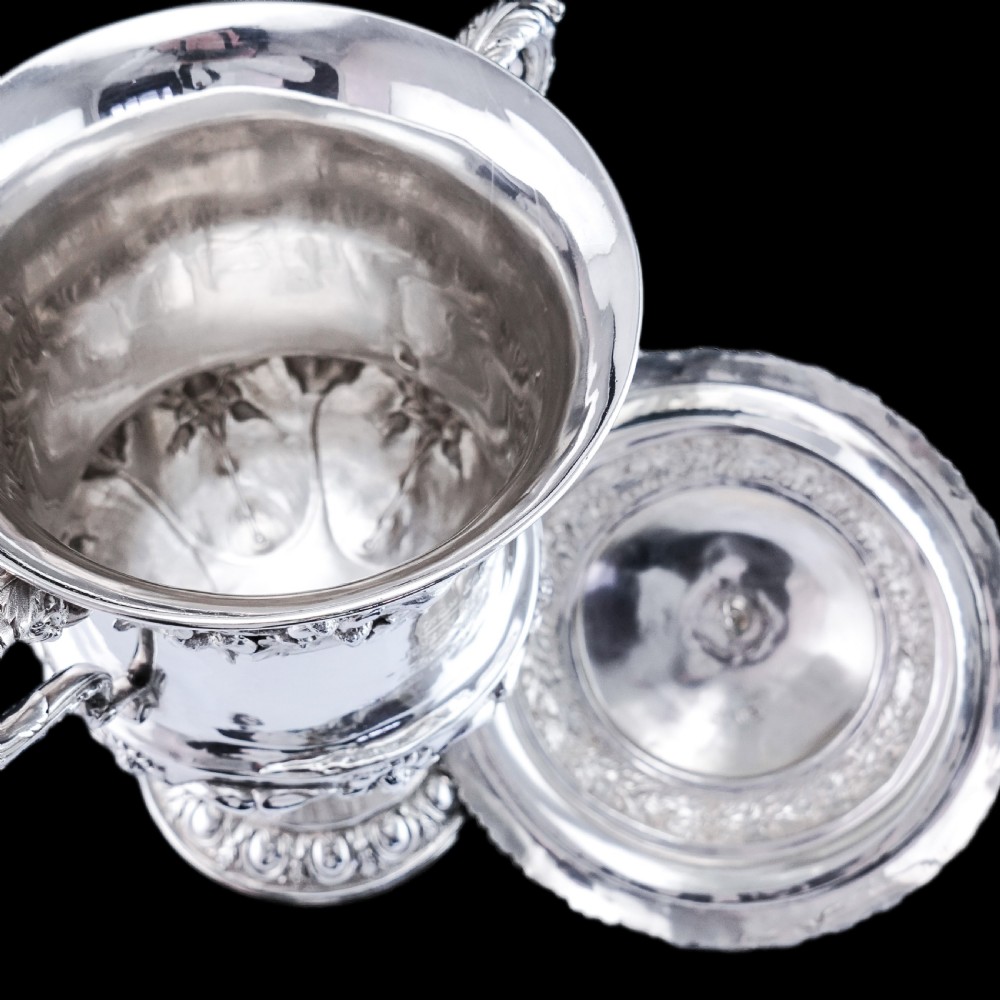 Antique Georgian Solid Silver Cup/Wine Cooler with Lid, Earl Interest - Barnards 1826 View XI