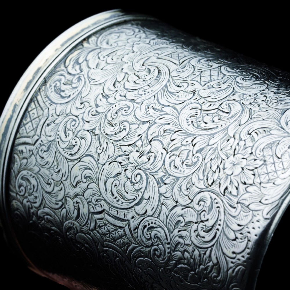 Antique Victorian Solid Silver Beaker Cup Fully Hand Engraved - 1839 View XI