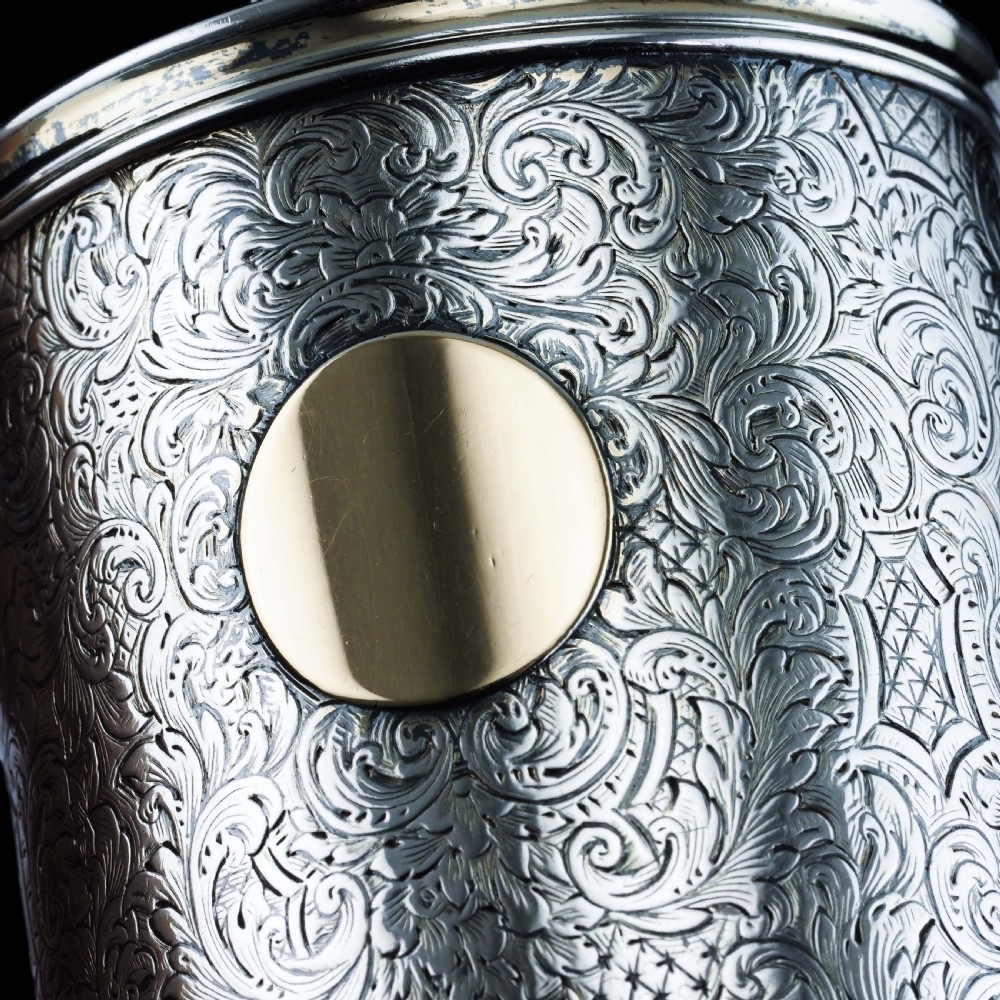 Antique Victorian Solid Silver Beaker Cup Fully Hand Engraved - 1839 View XIII
