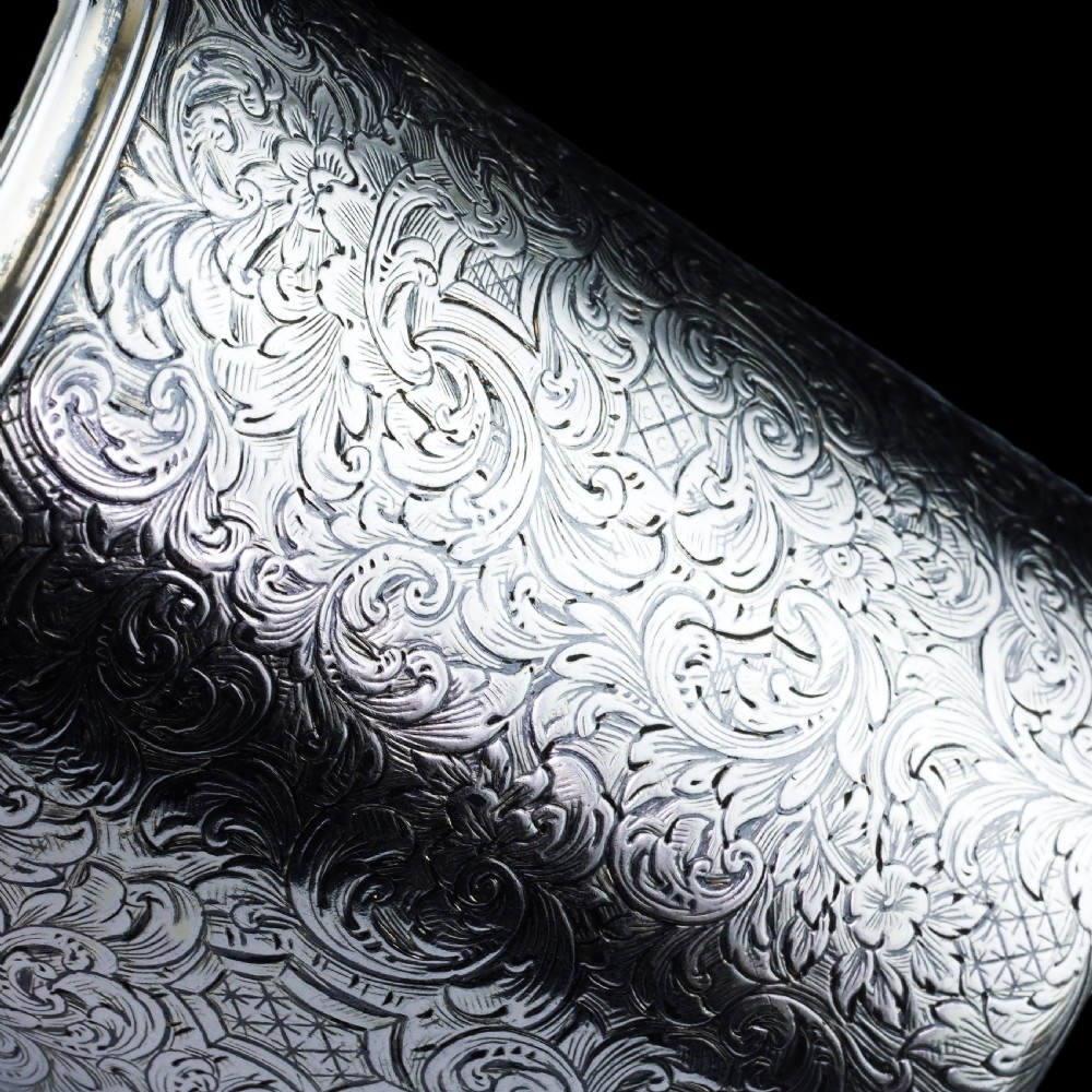Antique Victorian Solid Silver Beaker Cup Fully Hand Engraved - 1839 View XIV