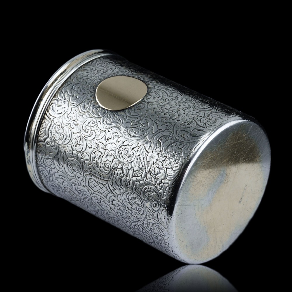 Antique Victorian Solid Silver Beaker Cup Fully Hand Engraved - 1839 View XVII