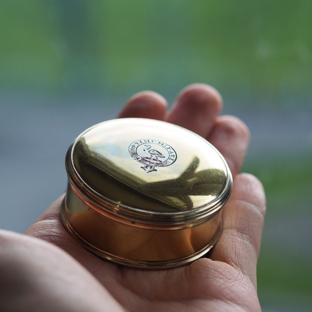Antique Solid Silver Gilt Circular Tobacco Snuff Box - 18th Century View II
