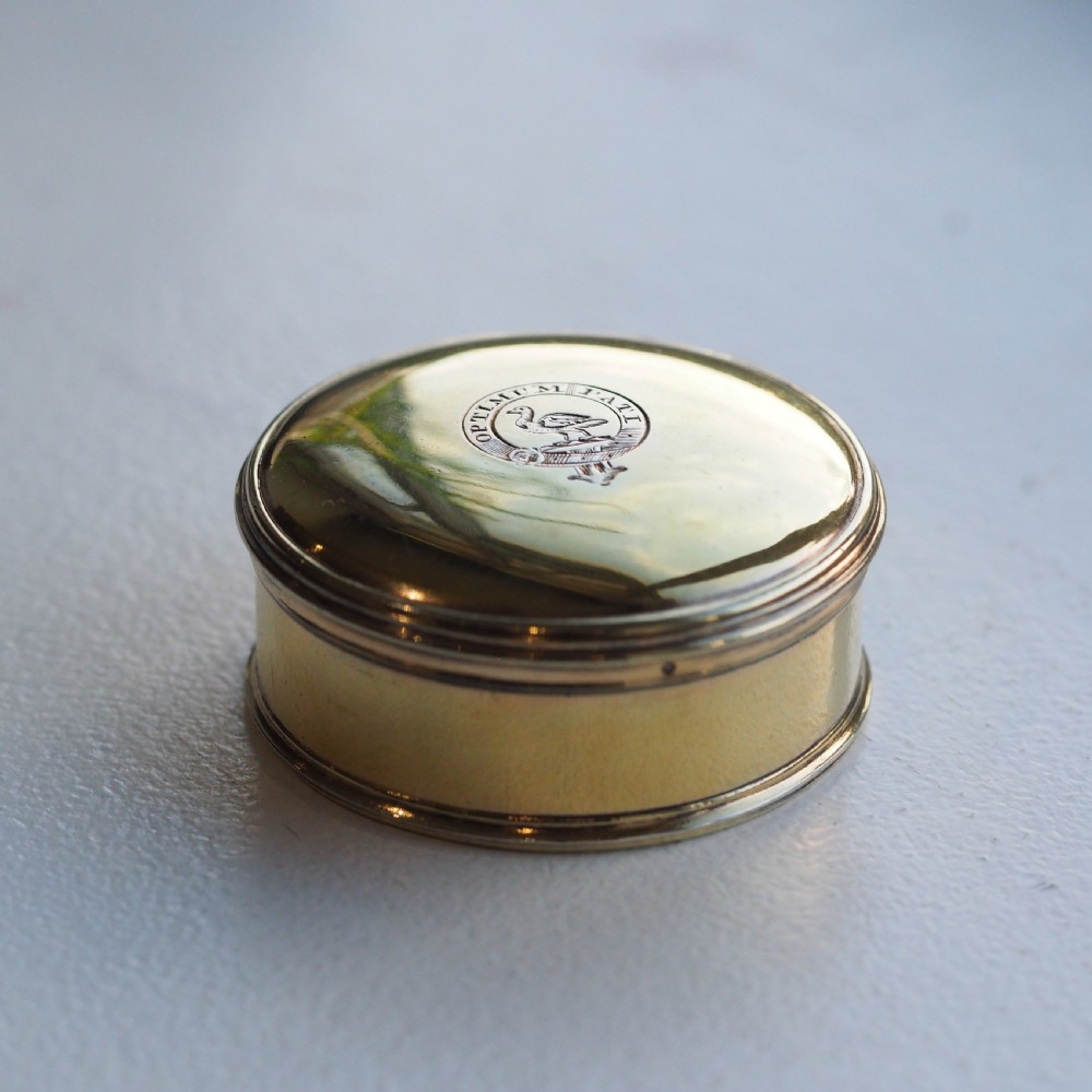 Antique Solid Silver Gilt Circular Tobacco Snuff Box - 18th Century View V