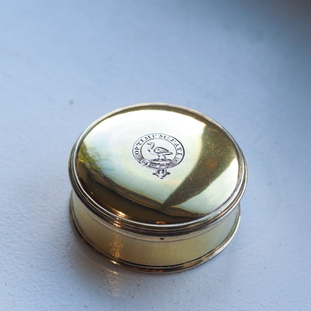 Antique Solid Silver Gilt Circular Tobacco Snuff Box - 18th Century View VII